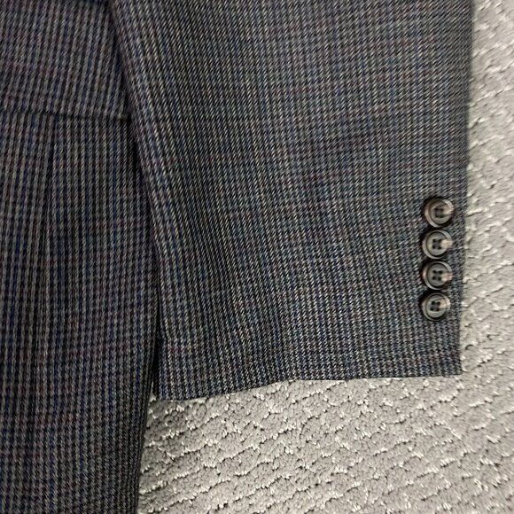 Lauren Ralph Lauren Houndstooth Blazer Men's 42L Gray Blue Red Wool 2 Button - Picture 4 of 15